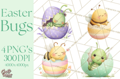 Baby Insects in Easter Eggs, Cute Spring Bug Clipart Png Product Image 1
