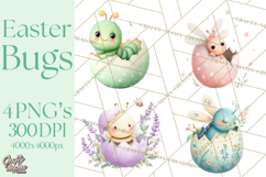 Baby Insects in Easter Eggs, Cute Spring Bug Clipart Png Product Image 1