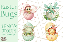 Baby Insects in Easter Eggs, Cute Spring Bug Clipart Png Product Image 1