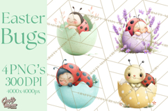 Baby Insects in Easter Eggs, Cute Spring Bug Clipart Png Product Image 1