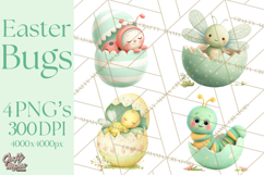Baby Insects in Easter Eggs, Cute Spring Bug Clipart Png Product Image 1