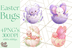 Baby Insects in Easter Eggs, Cute Spring Bug Clipart Png Product Image 1