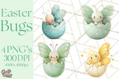 Baby Insects in Easter Eggs, Cute Spring Bug Clipart Png Product Image 1