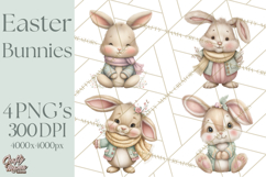 Easter Bunny Clipart PNG, Cute Bunny Characters, Pastel Product Image 1