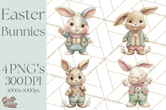 Easter Bunny Clipart PNG, Cute Bunny Characters, Pastel Product Image 1