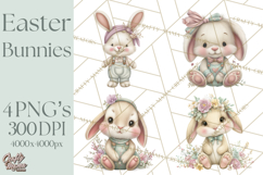 Easter Bunny Clipart PNG, Cute Bunny Characters, Pastel Product Image 1