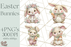 Easter Bunny Clipart PNG, Cute Bunny Characters, Pastel Product Image 1