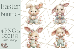 Easter Bunny Clipart PNG, Cute Bunny Characters, Pastel Product Image 1