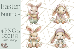 Easter Bunny Clipart PNG, Cute Bunny Characters, Pastel Product Image 1