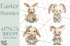 Easter Bunny Clipart PNG, Cute Bunny Characters, Pastel Product Image 1