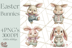 Easter Bunny Clipart PNG, Cute Bunny Characters, Pastel Product Image 1