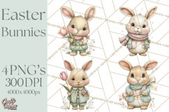 Easter Bunny Clipart PNG, Cute Bunny Characters, Pastel Product Image 1