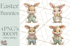 Easter Bunny Clipart PNG, Cute Bunny Characters, Pastel Product Image 1