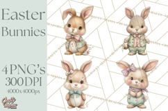 Easter Bunny Clipart PNG, Cute Bunny Characters, Pastel Product Image 1
