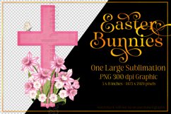 Easter Clipart, Pink Easter Cross with Flowers PNG, d2 Product Image 1