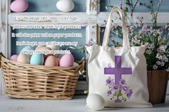 Easter Clipart, Purple Easter Cross with Flowers PNG, d1 Product Image 2