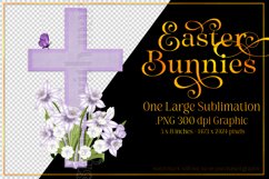 Easter Clipart, Purple Easter Cross with Flowers PNG, d2 Product Image 1