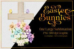 Easter Clipart, Taupe Easter Cross with Flowers PNG, d1 Product Image 1