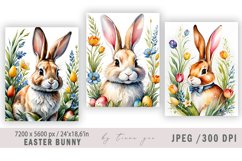 Cute watercolor Easter bunny illustration for prints- 3 Jpeg Product Image 1