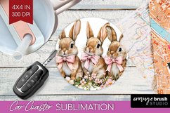 Easter Bunny Car Coaster - Easter Coaster PNG Sublimation Product Image 1