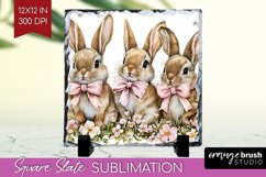 Easter Bunny Slate PNG - Easter Square Slate Sublimation Product Image 1