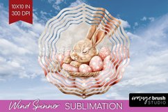 Easter Bunny Wind Spinner Sublimation PNG - Easter Round Product Image 1