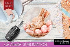 Easter Bunny Car Coaster - Easter Coaster PNG Sublimation Product Image 1