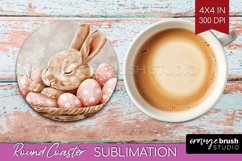Easter Bunny Round Coaster - Easter Coaster PNG Sublimation Product Image 1