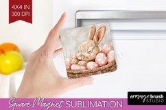 Easter Bunny Magnet Sublimation - Easter Square Magnet PNG Product Image 1
