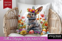 Easter Bunny Pillow Sublimation - Easter Pillow Cover PNG Product Image 1