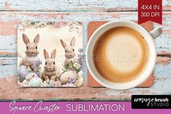 Easter Bunny Square Coaster - Easter Coaster PNG Sublimation Product Image 1