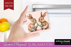 Easter Bunny Magnet Sublimation - Easter Square Magnet PNG Product Image 1