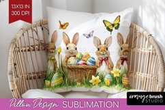 Easter Bunny Pillow Sublimation - Easter Pillow Cover PNG Product Image 1