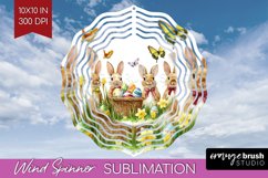 Easter Bunny Wind Spinner Sublimation PNG - Easter Round Product Image 1