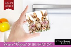 Easter Bunny Magnet Sublimation - Easter Square Magnet PNG Product Image 1