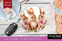Easter Bunny Car Coaster - Easter Coaster PNG Sublimation Product Image 1