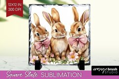 Easter Bunny Slate PNG - Easter Square Slate Sublimation Product Image 1