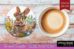 Easter Bunny Round Coaster - Easter Coaster PNG Sublimation Product Image 1