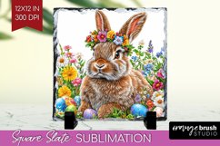 Easter Bunny Slate PNG - Easter Square Slate Sublimation Product Image 1