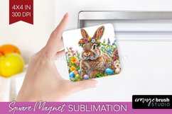 Easter Bunny Magnet Sublimation - Easter Square Magnet PNG Product Image 1