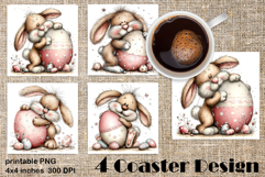 Happy Easter Square Coaster Sublimation. Funny bunny Product Image 1