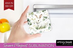 Easter Bunny Magnet Sublimation - Easter Square Magnet PNG Product Image 1