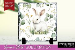 Easter Bunny Slate PNG - Easter Square Slate Sublimation Product Image 1