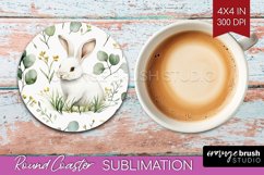 Easter Bunny Round Coaster - Easter Coaster PNG Sublimation Product Image 1