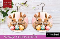 Easter Bunny Round Earrings - Easter PNG Sublimation Product Image 1