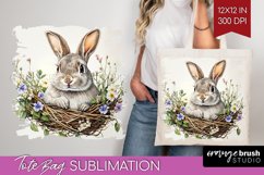 Easter Bunny Tote Bag - Easter Tote Bag PNG Sublimation Product Image 1