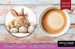 Easter Bunny Round Coaster - Easter Coaster PNG Sublimation Product Image 1
