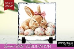 Easter Bunny Slate PNG - Easter Square Slate Sublimation Product Image 1