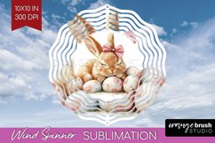 Easter Bunny Wind Spinner Sublimation PNG - Easter Round Product Image 1