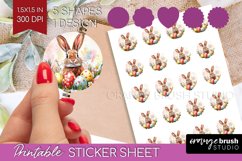 Easter Bunny Round Sticker - Easter Printable Sticker Sheet Product Image 1